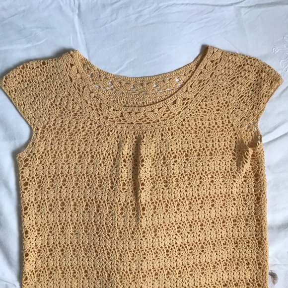 Handmade Yellow Crochet Dress with Cap Sleeves - Picture 2 of 5